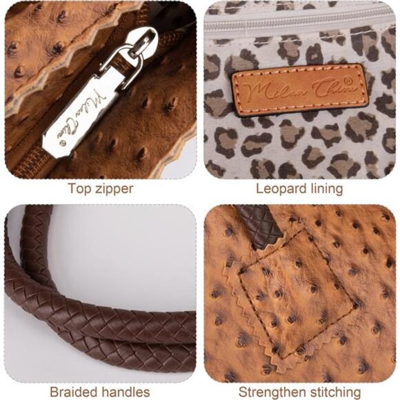 Womens Tote Bag with Zipper Orange - Picture 2 of 4